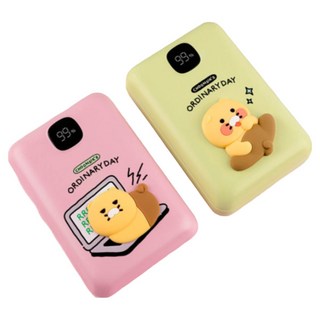 카카오프렌즈 춘식이 고속충전 대용량 보조배터리 20 000mAh 아이폰 갤럭시 C타입 잔량표시, 그린