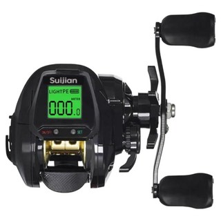 전동릴 편리한 참돔 수심측정 민물 릴 문어 입문자용 쭈꾸미 바다 광어 오징어, 오른손  Black, 대만