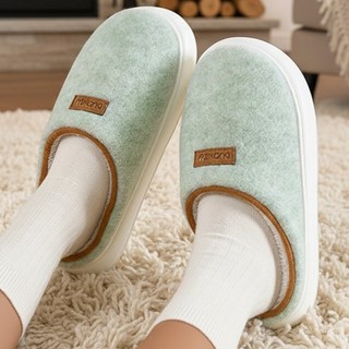 사라고 여성 겨울 털 실내화 1개 그린 샌드베이지