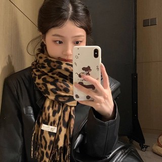 뮤트그레이 빅 사이즈 롱 소프트 레오파드 머플러 2color