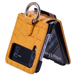 본아띠 POLARIS 천연소가죽 크로커다일 힌지보호 카드 지갑 갤럭시 Z플립 케이스