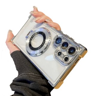 [삼성 S25 울트라 투명 전면 충격 보호 마그네틱 거치대 케이스 이미지]