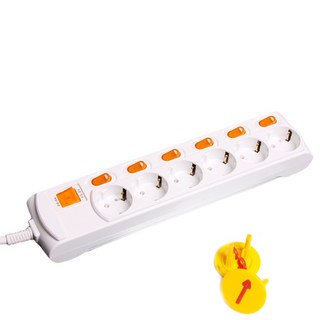 G&Tab 獨立開關6孔4號延長線 + 安全保護蓋2入 隨機出貨, 3.5m, 2套