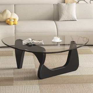 카사미 고급스러움 거실테이블 쇼파테이블 티테이블 소파테이블 강화유리 투명, 2. 투명유리+블랙오크다리