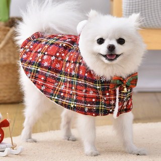 고양이 강아지 겨울 크리스마스 옷 코스튬 후드 망토 케이프 모자 조끼 실내복 외출복 산책 망또 선물, 1개, 눈꽃 후드 망토