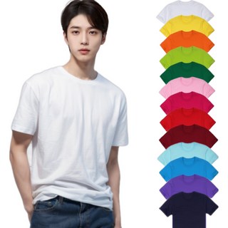 무지 반팔티 20수 라운드 면티 커플 레이어드 데일리 티셔츠