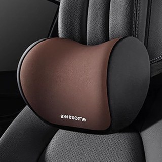 1+1 차량용 메모리폼 목쿠션 세트 차량 헤드레스트 쿠션 베개 자동차 목베개 여행용 목받침 목베게 2p 고급형, R99935K, 2개, 브라운