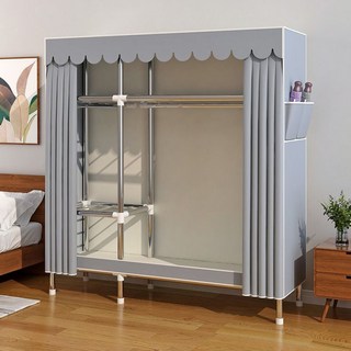 조립식 옷장 간이옷장 비키니옷장 커버옷장 행거옷장 스틸 프레임, 회색