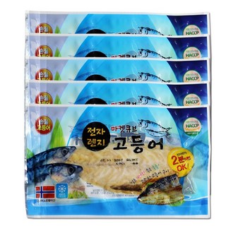 마켓큐브 전자렌지고등어 노르웨이 반순살 고등어구이 삼선, 5개, 120g