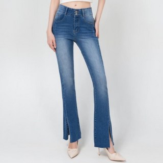 엘블로썸 여성용 스판좋은 하이웨스트 트임 롱부츠컷