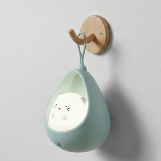 걸이형 수유등 루미아 신생아 무선 충전용 수면등 실리콘 무드등 센서등 벽걸이, 민트그린(고양이)