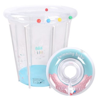 아이블린 아기수영장 + 아기목튜브 패키지 유아풀장 물놀이 장난감, 01 아기수영장+블루핑크도넷, 1개