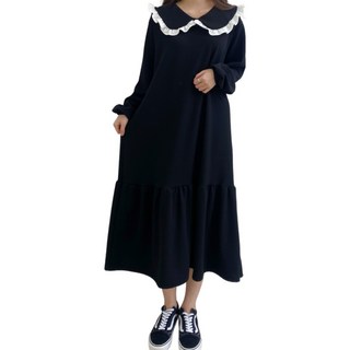 픽앤피크 빅사이즈 오버사이즈 로맨틱 카라 셔링 롱원피스 (66-110)