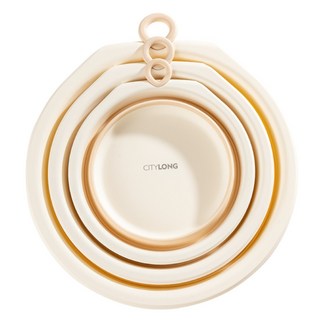 Citylife 접이식 대야 세트 실리콘 세면대 욕실용 휴대용 물통, 1세트, 크림 옐로우