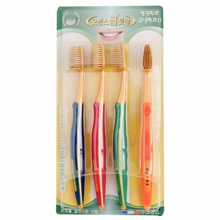 오픈스 금칫솔 100% 국산 고급 식용금함유 금이온 이중금모 향균 금모 4pcs 기능성 칫솔, 1개, 4개입