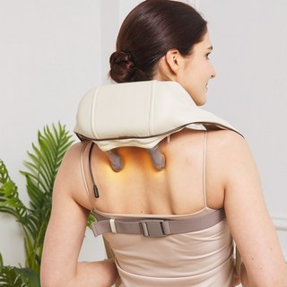 AERLANG 웨어러블 무선 목 및 어깨 마사지기 저소음 강력한 진동 마사지 기능 온열 어깨 및 목 마사지기, PJ03-Kr