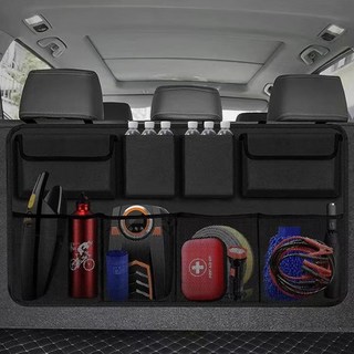홈앤힐링 자동차 트렁크 수납함 부착식 아이디어 트렁크정리함, 차콜 블랙