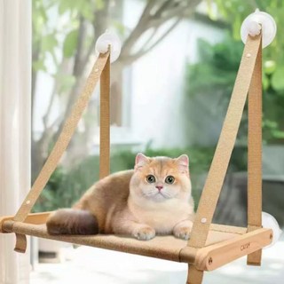 에잇디즈 햇살 맛집 초강력 흡착 안전 고정 고양이 창문 해먹, 1개, 원목