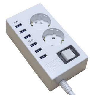 라이너스 USB 6포트 장착 멀티탭 16A멀티콘센트, 3m, 1개