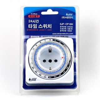 SJP-CP16H 아날로그 타이머 콘센트 기계식 고용량 전기 서준전기, SJP-CP16H 기계식 아날로그 타이머 콘센트 일체형, 1개