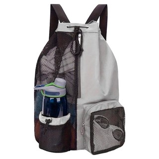 아쿠아백 매쉬 스포츠백 백팩 수영가방 메쉬 다용도 운동 가방, 그레이, 1개