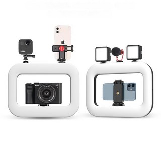 Tricasa 핸드폰 조명 사각틀 3가지 색온 밟기 조절 릴스 조명+ 휴대폰 홀더+삼각대 풀세트, 1개, 라이트+삼각대