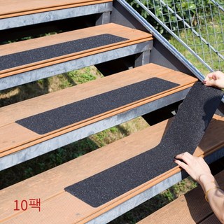야외용 PVC 금강사 미끄럼 방지 테이프 계단 논슬립 패드 10P세트, 블랙 금강사, 10개