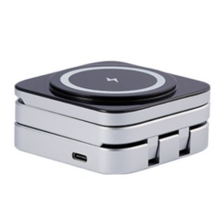 폴리폴 3in1 맥세이프 무선충전기 Qi2 아이폰 애플워치 에어팟, 1개, 실버블랙