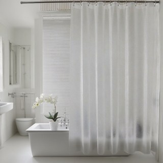 반투명 샤워커튼 욕실 욕조 방수 커튼링 세트 샤워 커튼 + 커튼링 12p, 1개, 화이트