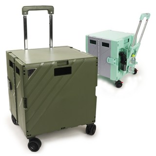 큐코리아 뉴프리미엄 접이식 쇼핑카트 4바퀴 360도 [특대형] 폴딩카트, 카키, 1개