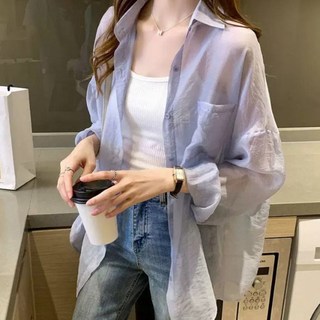 여름 통기성 얇은 시폰 카디건 박시 래쉬가드 셔츠