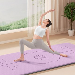 Tooliva 두꺼운 TPE 요가매트 미끄럼방지 홈트 냄새없는 운동 매트 필라테스 매트 실내 운동 매트, 1개, 퍼플