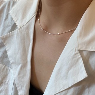 모드비 실버925 미니 사각 볼체인 목걸이