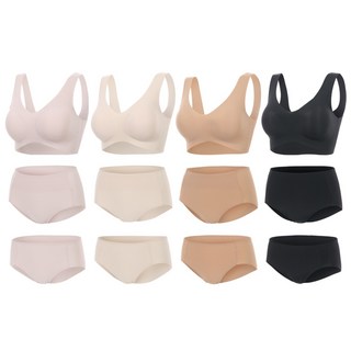 터치제로 여성용 노와이어 브라 편안한 퓨징 브라 4종+프리컷 팬티 4종+세컨팬티4종 [총 12종]