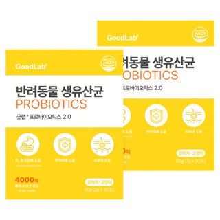 펫펫펫 강아지 유산균 고양이 생유산균 프로바이오틱스 굿랩 30p, 30회분, 장건강/유산균, 2개