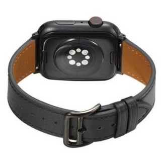 세인트스코트 STR-L01 애플워치 호환 스트랩 프리미엄 소가죽 밴드, 커넥터 42_44_45mm_리얼 블랙_블랙 커넥터, 리얼 블랙_블랙 커넥터, 1개