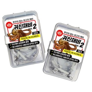 키우라 25 쭈꾸미 귀신채비2 T형 에스테르라인 도래 가지채비2 쭈꾸미 갑오징어 낚시도래, 1개, 5개입