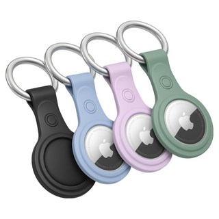 Glorix 에어태그 키링 airtag 케이스 홀더 4종 세트, 블랙/블루/그린/퍼플, 1개