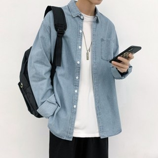 인투조이 데님 셔츠 긴팔 남방 청자켓 루즈핏 빅사이즈 남녀공용