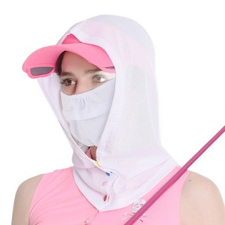 아리체 통풍 메쉬 후드 뒷목가리개+쿨 메쉬 마스크, 화이트, 1개