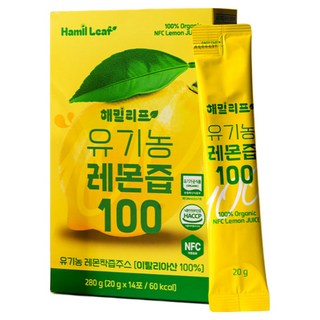 해밀리프 유기농 리얼착즙 레몬즙 레몬원액 100%, 280g, 1개