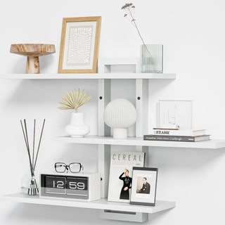 홈앤영 인테리어 원목 3단 벽선반, 화이트