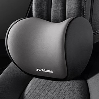 1+1 차량용 메모리폼 목쿠션 세트 차량 헤드레스트 쿠션 베개 자동차 목베개 여행용 목받침 목베게 2p 고급형, R99935G, 2개, 그레이