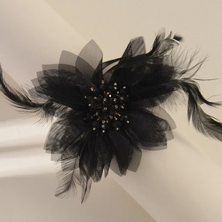 모델엄마 빅사이즈 페더 플라워 깃털 보석 코사지 브로치(6colors)