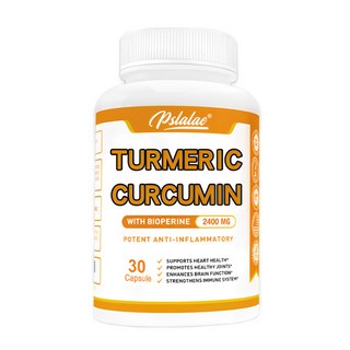 강황 쿠르쿠민 2400mg | 검은 후추 추출물이 함유된 강황 보충제 | 비GMO 글루텐 프리 허브 복합제, 1개, 30정