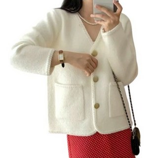 트위드 가디건 브이넥 봄 가을 파스텔 베이직 숏 아우터 쟈켓 CLBL1107