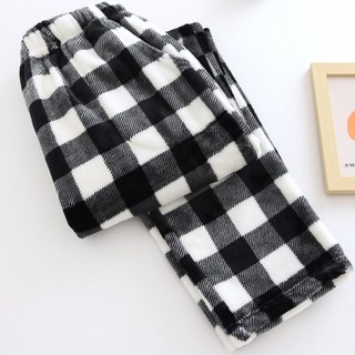 1+1 커플 체크 수면바지 여성 남성 극세사수면바지