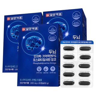 일양약품 두뇌 인지력 기억력엔PS 포스파티딜세린 징코, 3박스, 60정