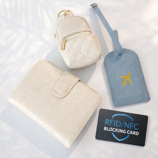 수린 RFID 차단 여권지갑 4종 세트 (동전지갑 + 네임택 + 차단카드 포함)