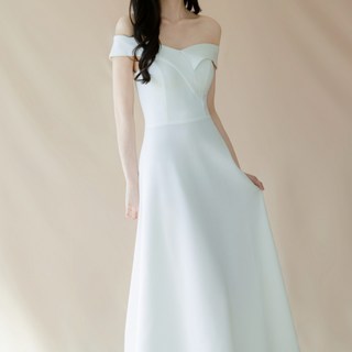 에이라인 오프숄더 롱 드레스